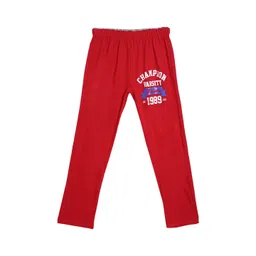 SWEET ANGEL Boys Red Typography Pure Cotton Relaxed-Fit Track Pants image 1