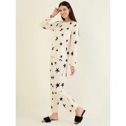 Sweet Dreams Beige Cotton Printed Pyjama Set-picture-10