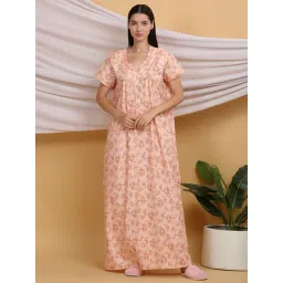 Sweet Dreams Beige Cotton Regular Fit Printed Nighty-picture-36