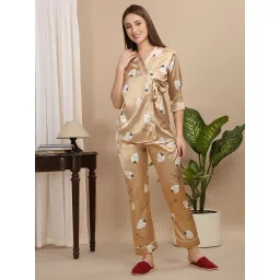 Sweet Dreams Beige Regular Fit Printed Nightsuit image 1