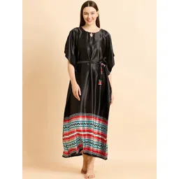 Sweet Dreams Black & Blue Printed Maxi Nightdress-picture-29