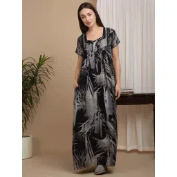 Sweet Dreams Black & Grey Cotton Printed Nighty-picture-26