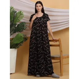 Sweet Dreams Black Cotton Printed Night Gown-picture-26
