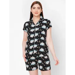 Sweet Dreams Black Cotton Printed Shirt Shorts Set-picture-17