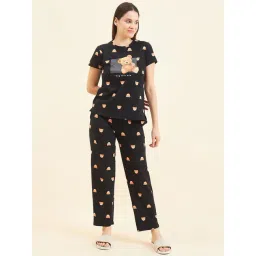 Sweet Dreams Black Geometric Print Top With Pyjamas-picture-12