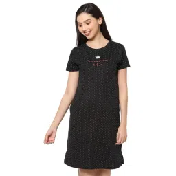 Sweet Dreams Black Printed Night Dress-picture-46