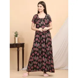 Sweet Dreams Black Viscose Blend Regular Fit Night Dress-picture-40