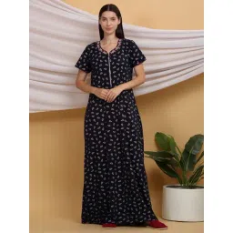 Sweet Dreams Blue Cotton Printed Night Gown-picture-14