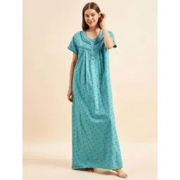 Sweet Dreams Blue Cotton Printed Nighty-picture-15