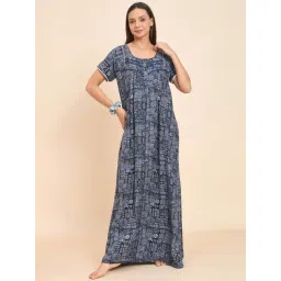 Sweet Dreams Blue Cotton Printed Nighty-picture-35