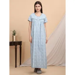 Sweet Dreams Blue Cotton Regular Fit Night Dress-picture-32