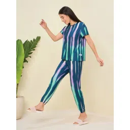 Sweet Dreams Blue Regular Fit Geometric Print Pyjama Set-picture-22