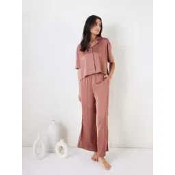 Sweet Dreams Brown SatinShirt With Pyjamas-picture-27