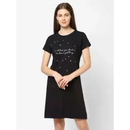 Sweet Dreams Coal Black Cotton Printed Sleep Tee-picture-28