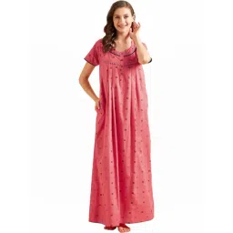 Sweet Dreams Coral Cotton Printed Nighty-picture-41