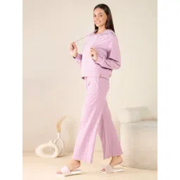 Sweet Dreams English Lilac Polyester Regular Fit Solid Long Sleeves Nightsuit-picture-26