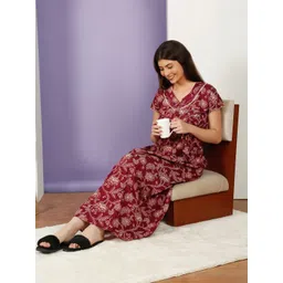 Sweet Dreams Floral Printed Pure Cotton Maxi Nightdress-picture-36