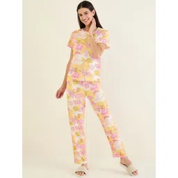 Sweet Dreams Floral Printed Round Neck Pure Cotton T-shirt & Pyjamas-picture-35