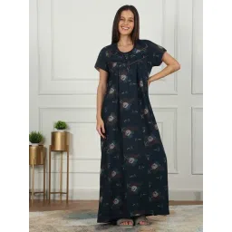 Sweet Dreams Green Cotton Floral Night Dress-picture-17