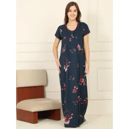 Sweet Dreams Green Cotton Floral Night Dress-picture-38