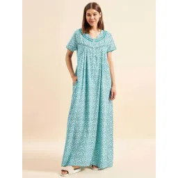 Sweet Dreams Green Cotton Printed Nighty-picture-26