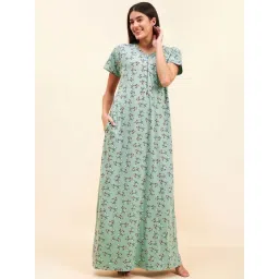 Sweet Dreams Green Cotton Printed Nighty-picture-11