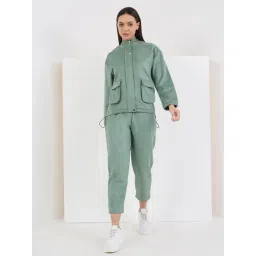 Sweet Dreams Green Fleece Solid Full Sleeves Jacket and Pyjama-picture-36