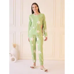 Sweet Dreams Green Polyester Geometric Pyjama Set-picture-27