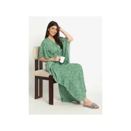 Sweet Dreams Green Printed Regular Fit Kaftan Night Dress-picture-12