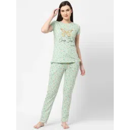 Sweet Dreams Green Printed Top Pyjama Set-picture-26