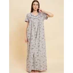 Sweet Dreams Grey Cotton Printed Night Gown-picture-29