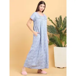 Sweet Dreams Grey Cotton Printed Night Gown-picture-42