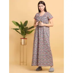 Sweet Dreams Grey Cotton Printed Night Gown-picture-43
