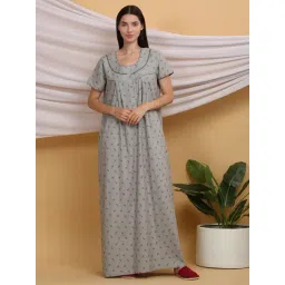 Sweet Dreams Grey Cotton Printed Night Gown-picture-33