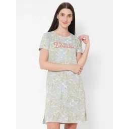 Sweet Dreams Grey Cotton Printed Nighty image 1