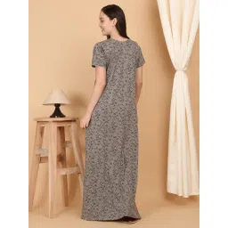 Sweet Dreams Grey Cotton Regular Fit Geometric Print Night Dress image 2