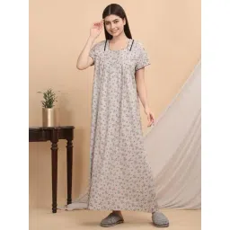 Sweet Dreams Grey Cotton Regular Fit Night Dress-picture-24