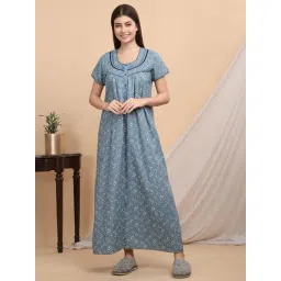 Sweet Dreams Grey Cotton Regular Fit Night Dress-picture-26