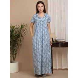 Sweet Dreams Grey Cotton Regular Fit Printed Nightdress-picture-45