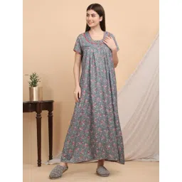 Sweet Dreams Grey Viscose Blend Regular Fit Night Dress-picture-13