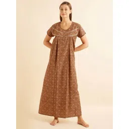 Sweet Dreams Khaki Printed Nighty-picture-34