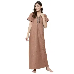 Sweet Dreams Light Brown Printed Nighty-picture-38