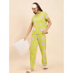 Sweet Dreams Lime Green & Lavender Cotton Printed T-Shirt With Pyjamas-picture-25