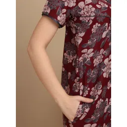 Sweet Dreams Maroon Cotton Floral Print Nighty image 5