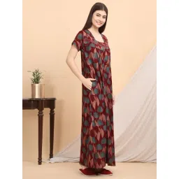 Sweet Dreams Maroon Cotton Printed Nighty-picture-39