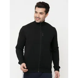 Sweet Dreams Men Black Mock Collar Front Open Sweatshirt-picture-39