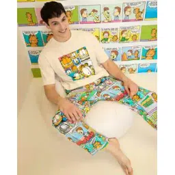 sweet dreams Men Garfield Print T-Shirt & Pyjamas Set-picture-15