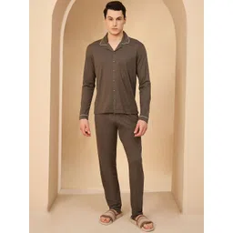 Sweet Dreams Men Lapel Collar Shirt & Pyjama Night suit-picture-31