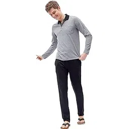 sweet dreams Men's Cotton Blend Striped Pajama Set Pack of 2 (1035GW_Grey Mel_XXX-Large)-picture-12