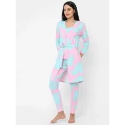 Sweet Dreams Multicolored Tie & Dye3 Piece Nightwear Set-picture-39